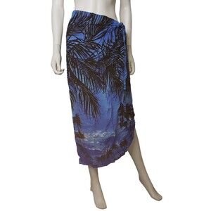 ULUWATU Blue and Black Tropical Sarong One Size